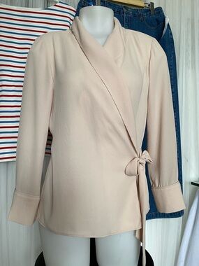 Zara Blush Wrap Blouse with Side Tie